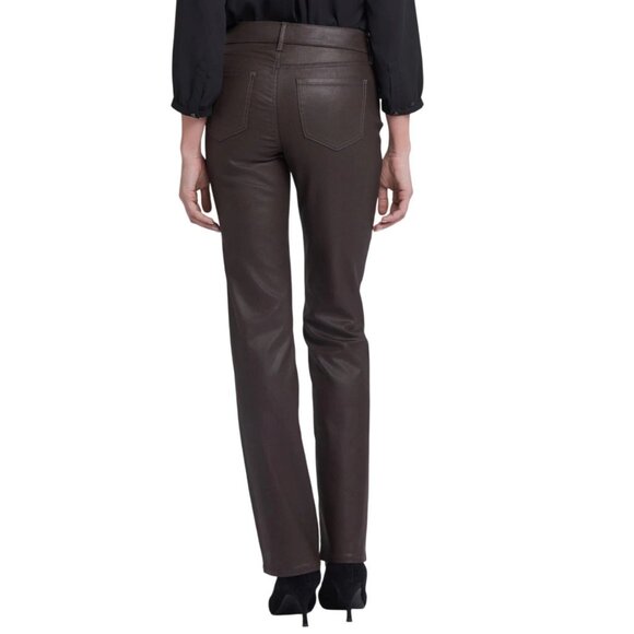 NYDJ Marilyn Straight Coffee Coated Jeans With Lift Tuck Technology 14 petite - Picture 2 of 16